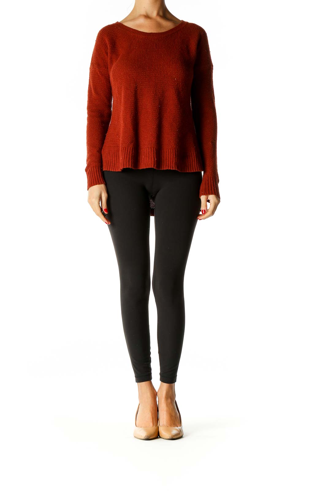 Red Textured All Day Wear Sweater