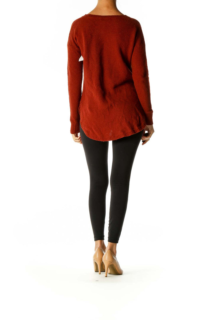 Red Textured All Day Wear Sweater