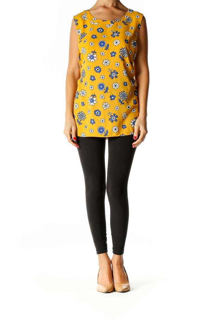 Yellow Floral Print All Day Wear Blouse