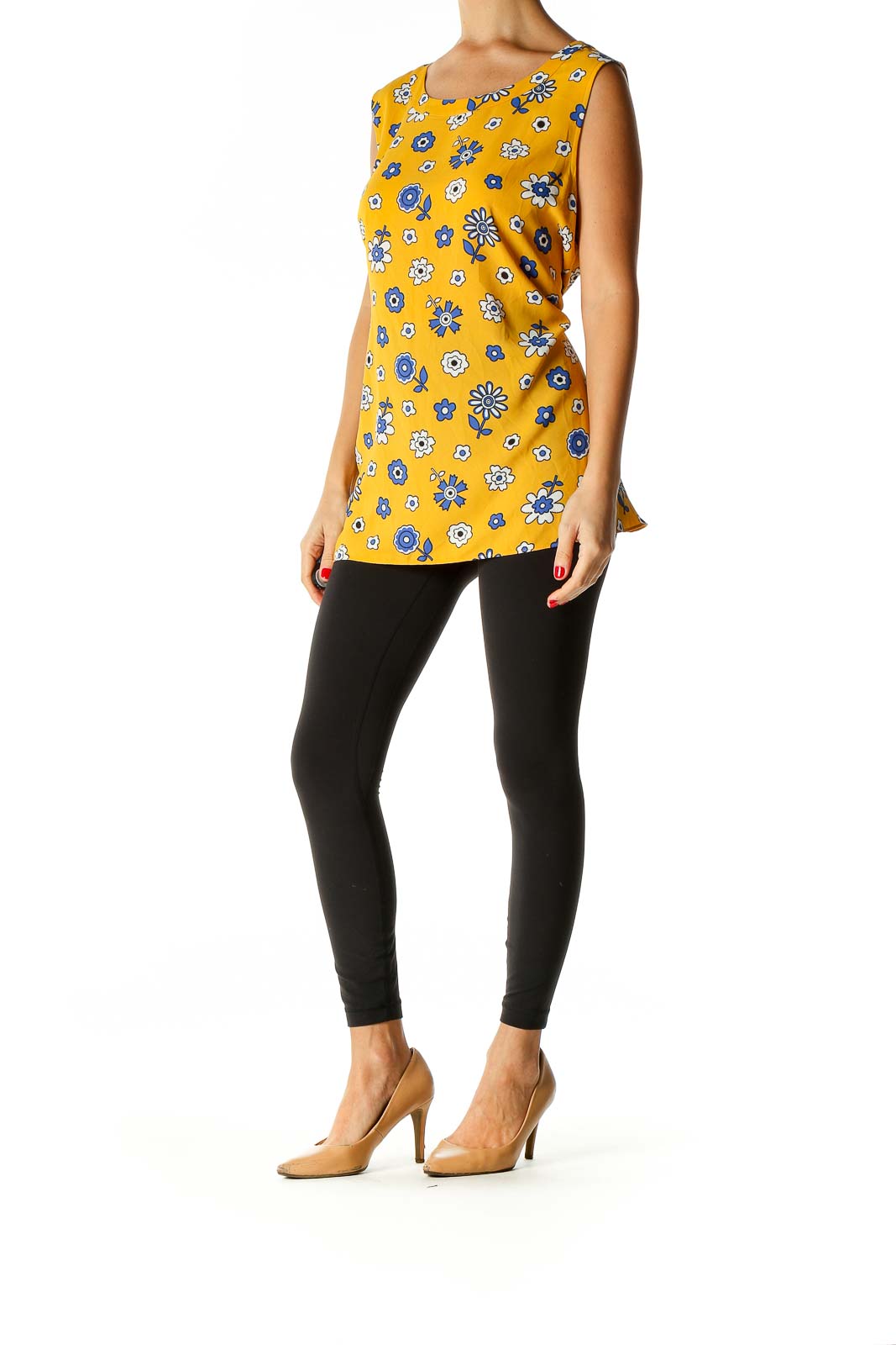 Yellow Floral Print All Day Wear Blouse