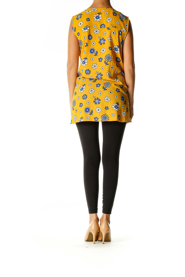 Yellow Floral Print All Day Wear Blouse