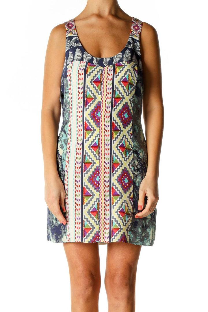 Beige Printed Holiday A-Line Dress