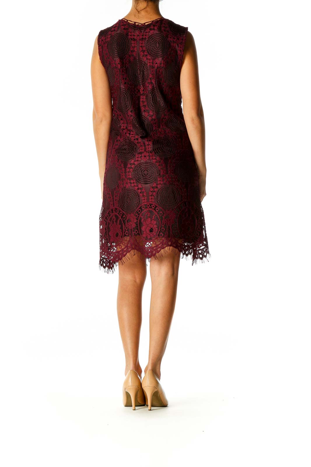 Brown Lace Day A-Line Dress