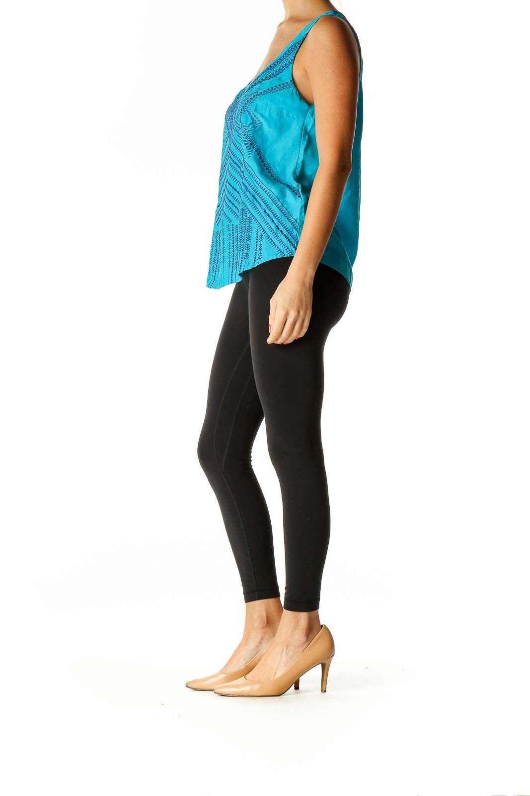 Blue Textured Holiday Tank Top