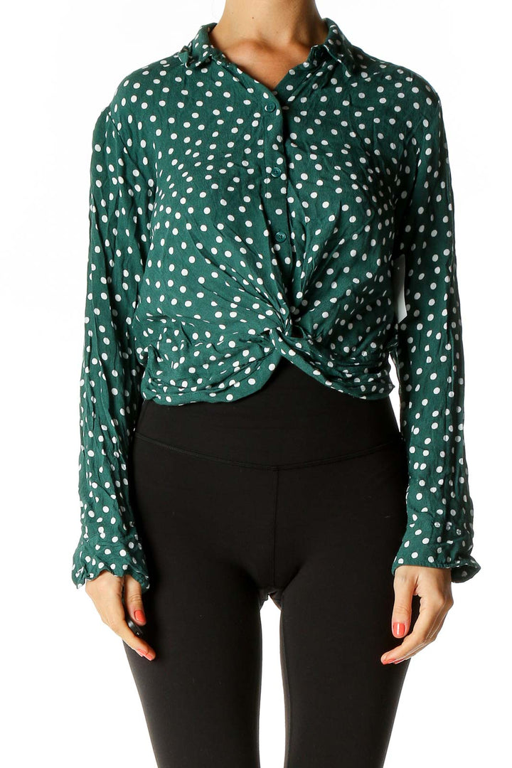 Green Polka Dot Casual Shirt