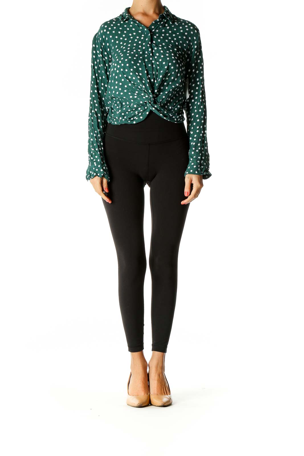 Green Polka Dot Casual Shirt