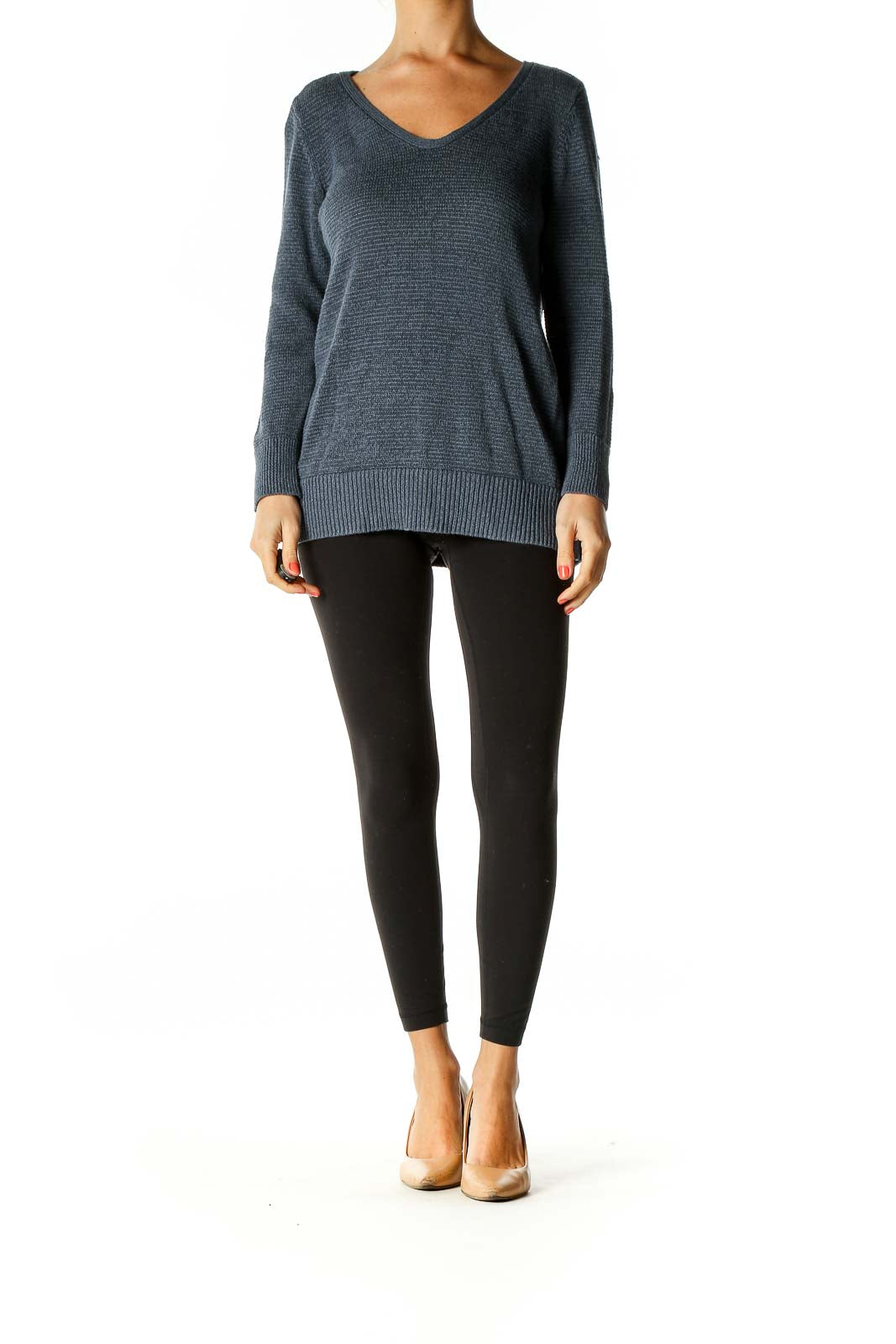 Blue Textured All Day Wear Sweater