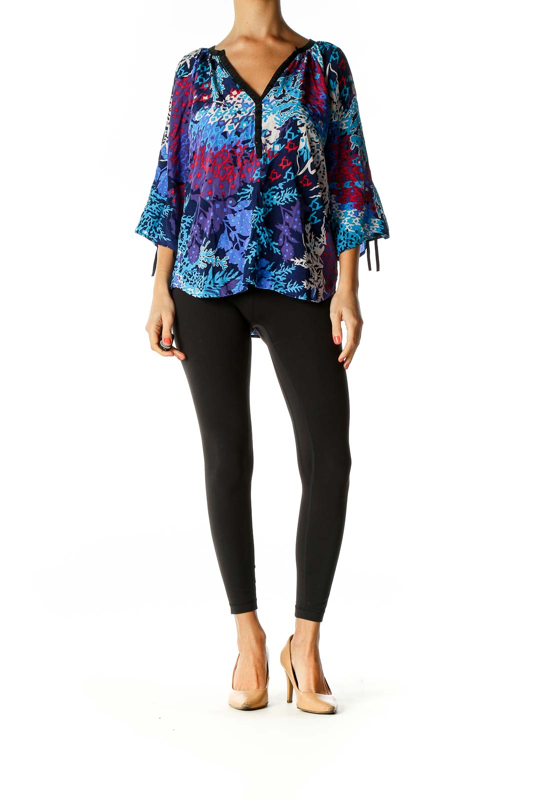 Blue Printed Bohemian Blouse