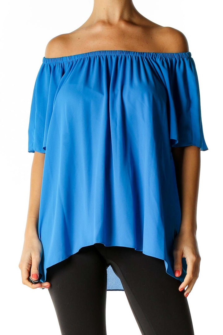 Blue Solid Holiday Blouse