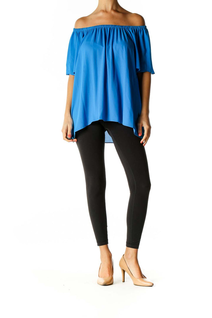 Blue Solid Holiday Blouse