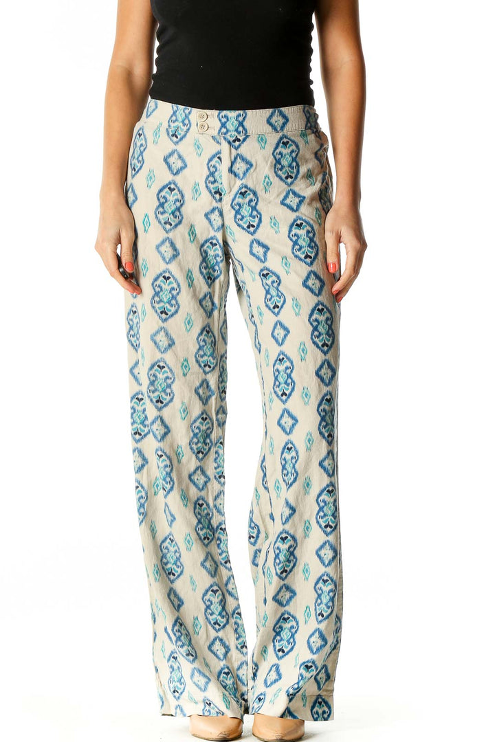 Beige Printed Holiday Trousers