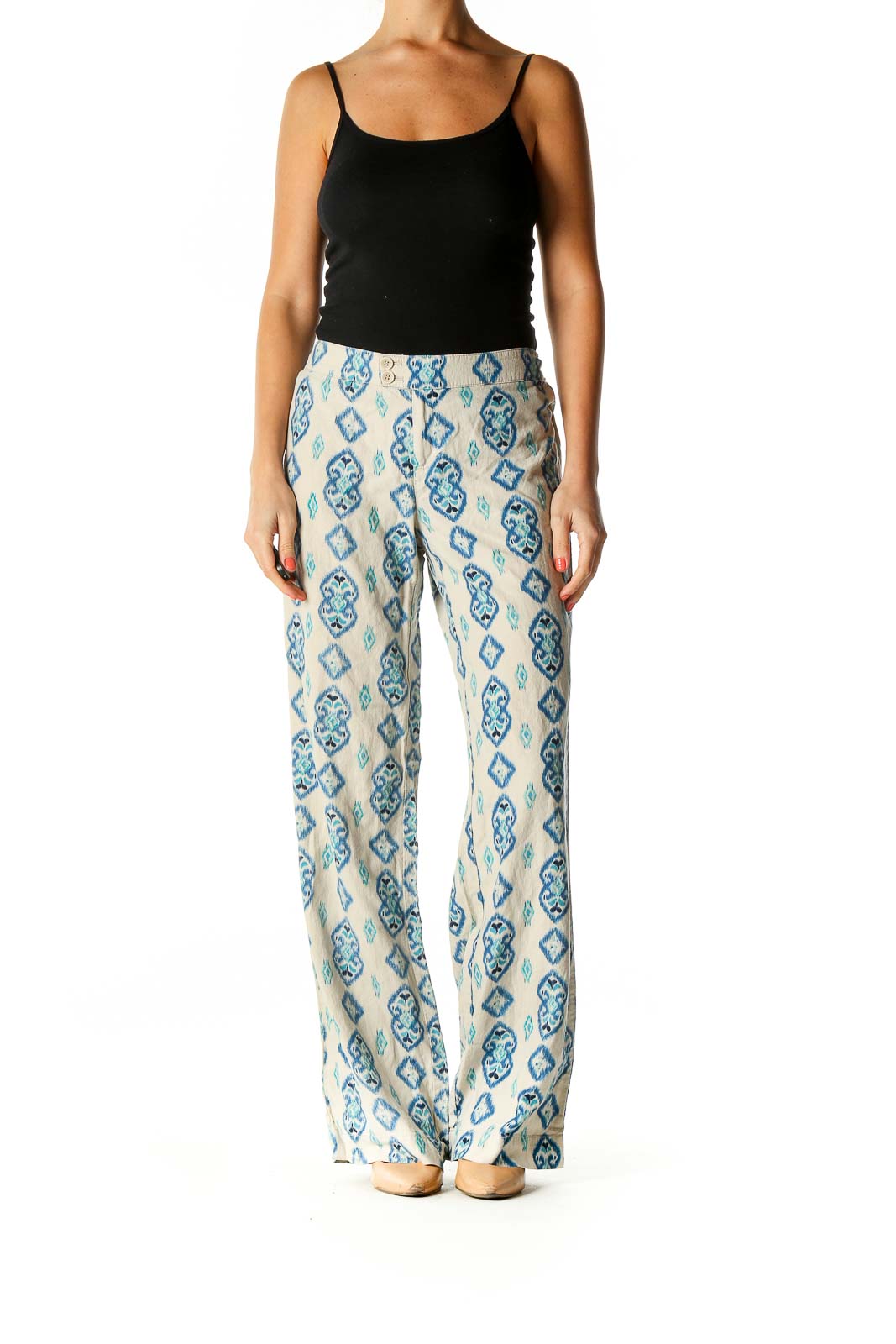 Beige Printed Holiday Trousers