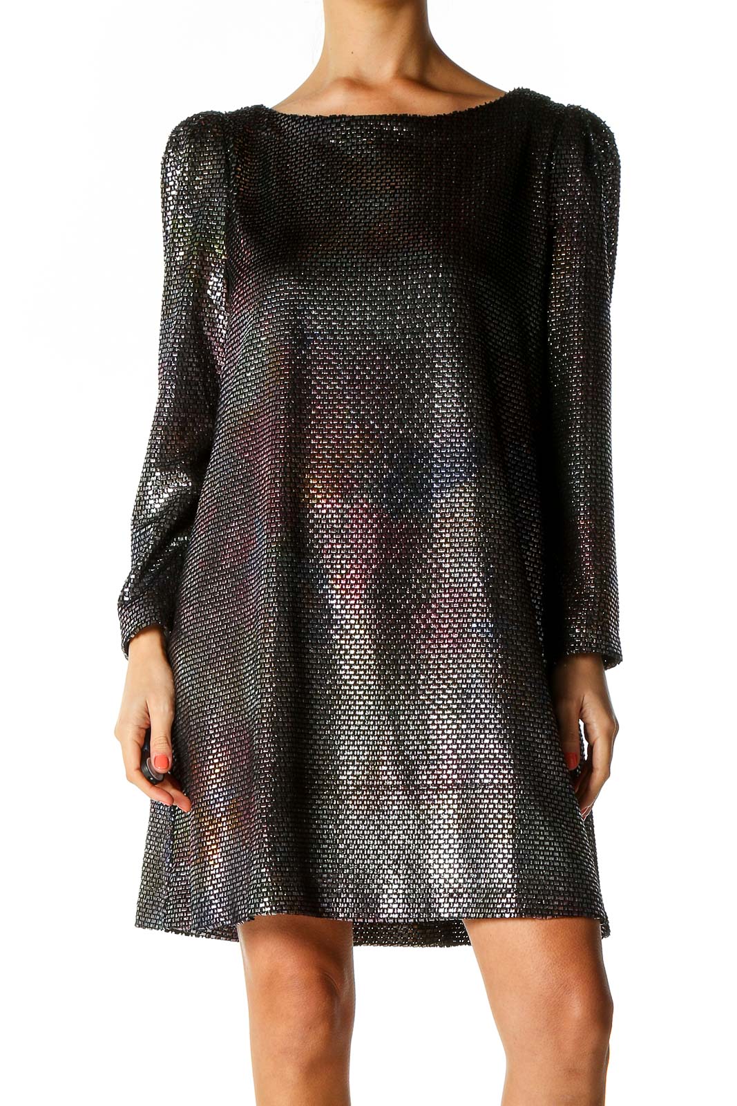 Front view of multicolor sequin shift dress by Free People