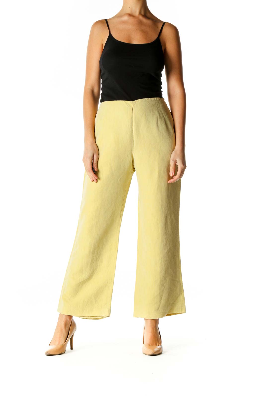 Yellow Solid Casual Palazzo Pants