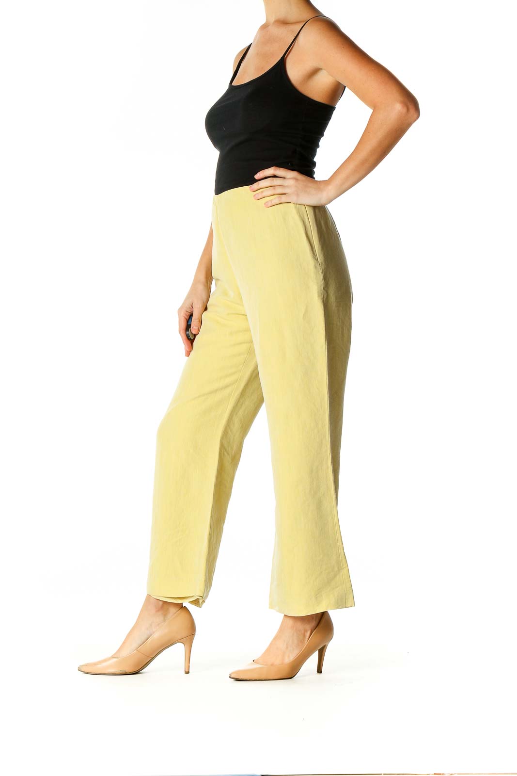 Yellow Solid Casual Palazzo Pants