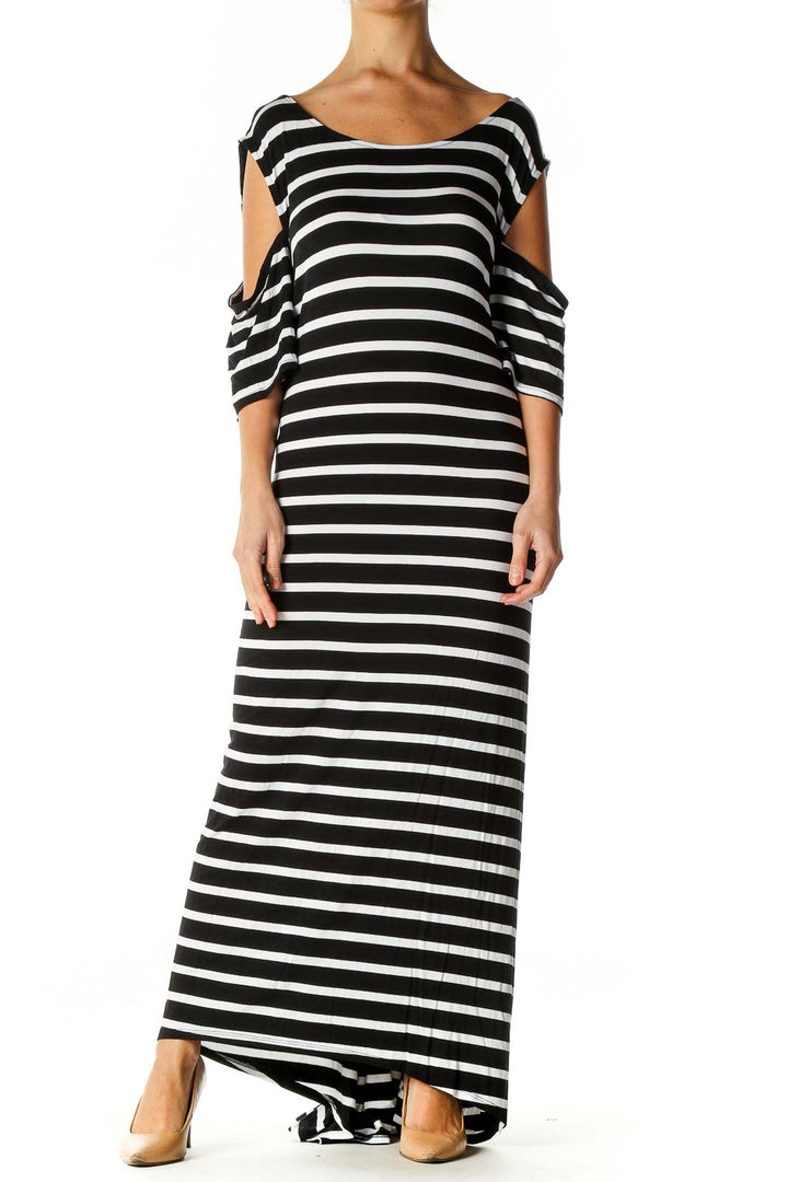 Black Striped Day Sheath Dress