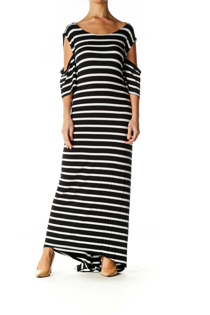 Black Striped Day Sheath Dress