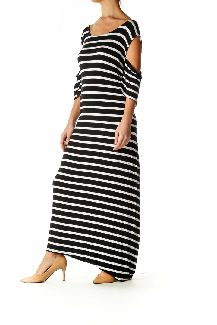 Black Striped Day Sheath Dress