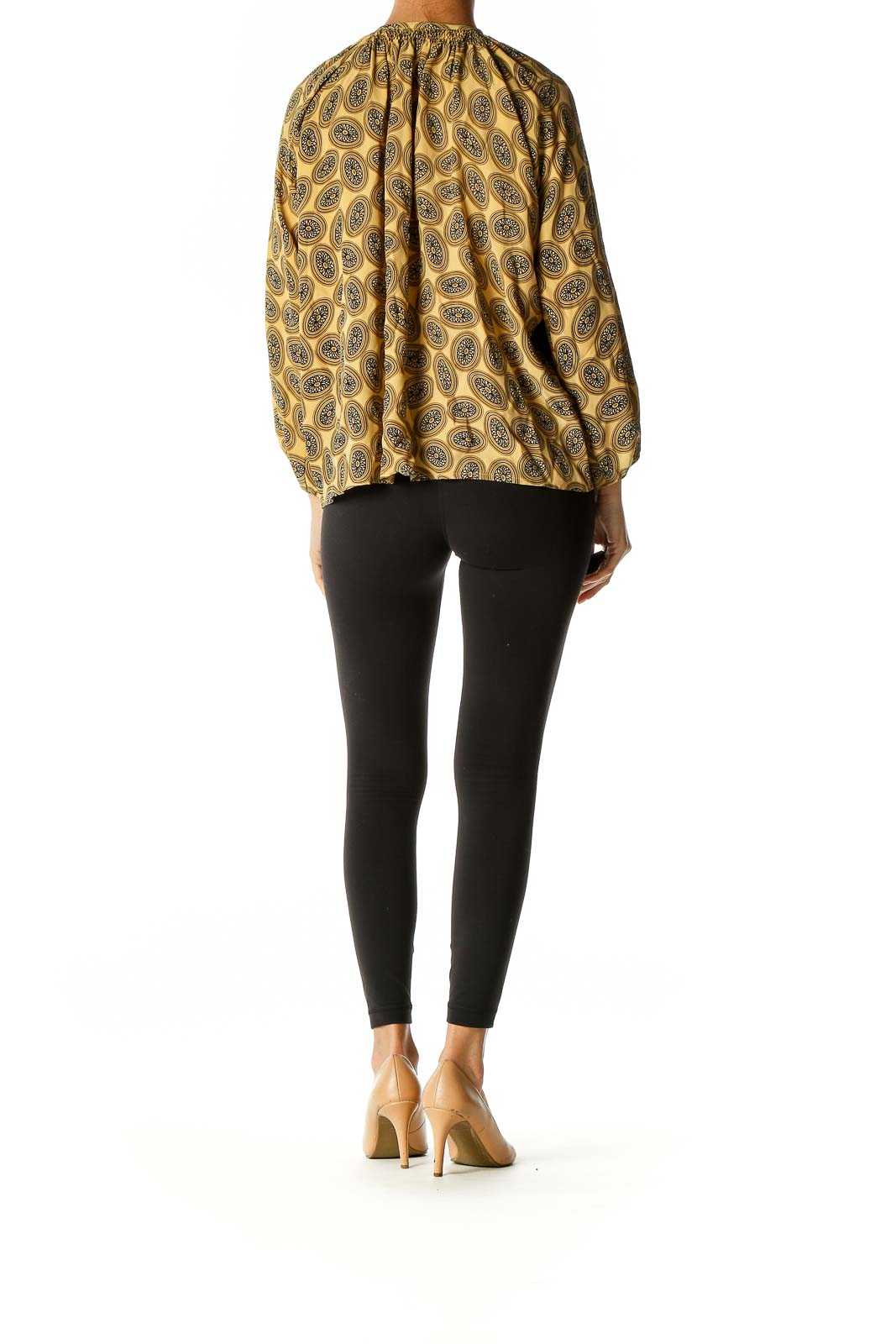 Yellow Printed Retro Blouse