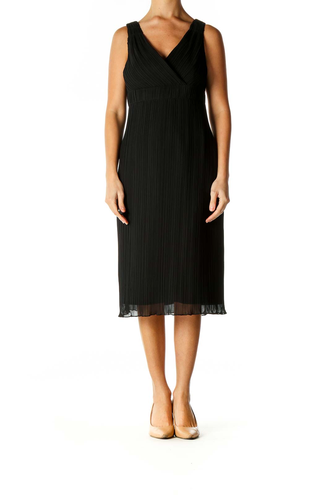 Black Solid Classic Sheath Dress