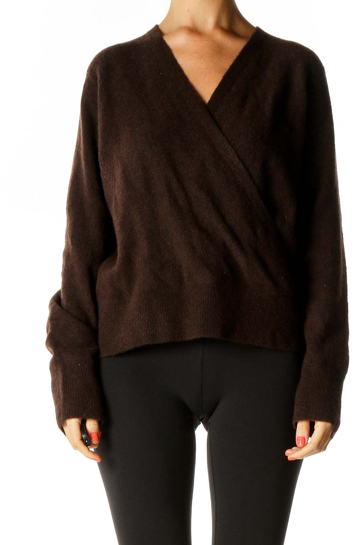 Brown Textured All Day Wear Sweater