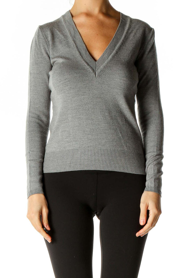 Gray Textured Semiformal Sweater