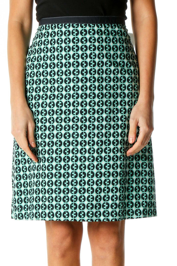 Green Printed Brunch A-Line Skirt