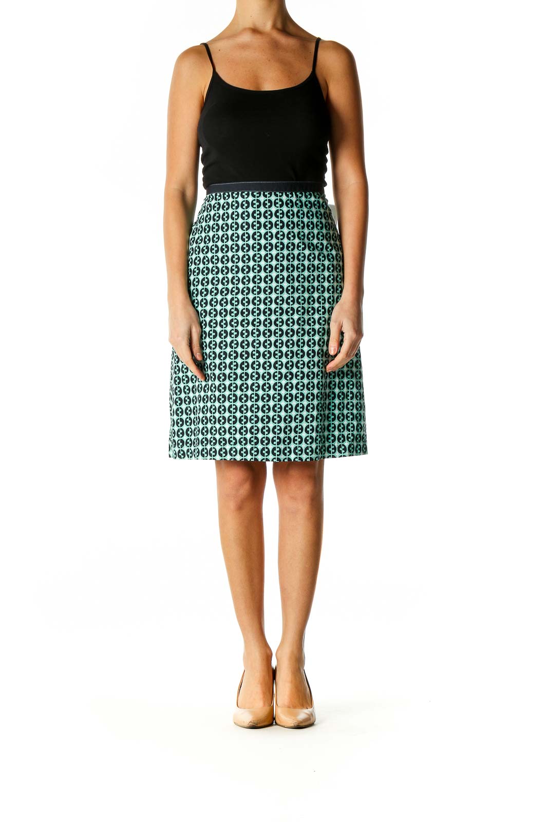 Green Printed Brunch A-Line Skirt