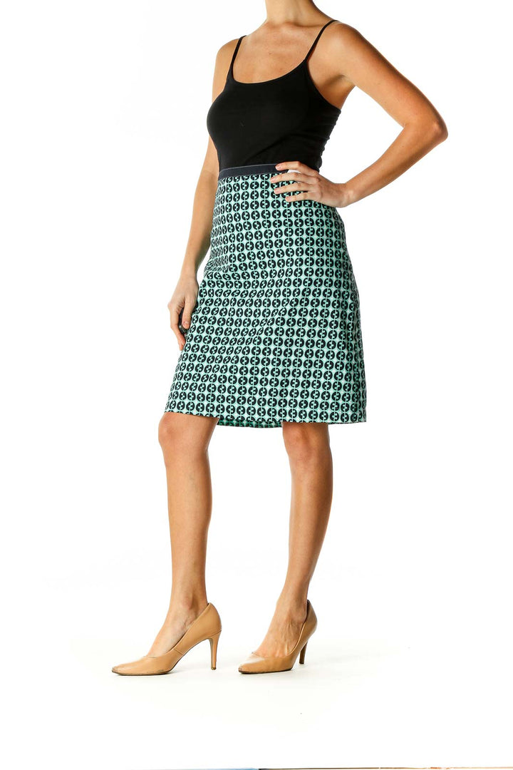 Green Printed Brunch A-Line Skirt