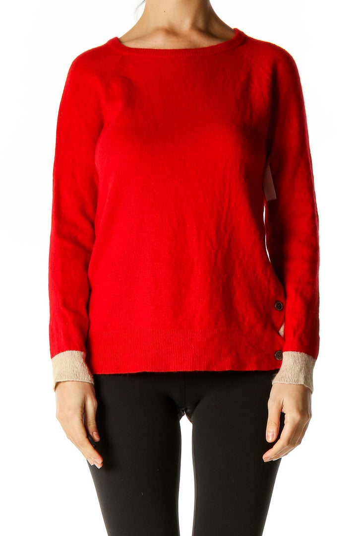 Red Colorblock All Day Wear Sweater