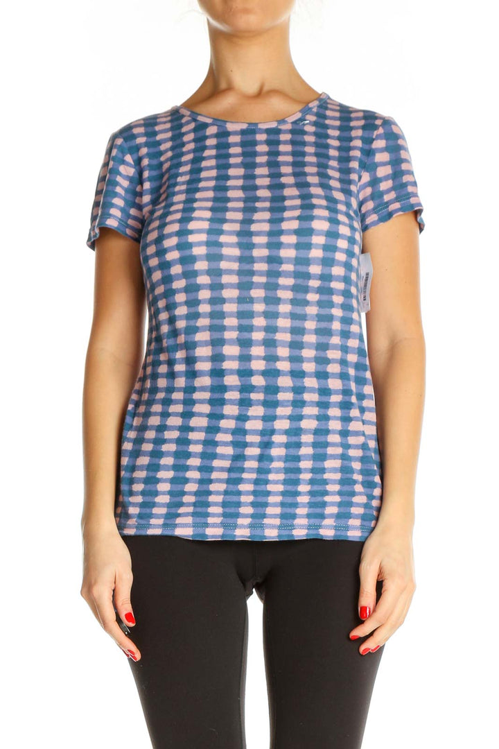 Blue Checkered All Day Wear T-Shirt