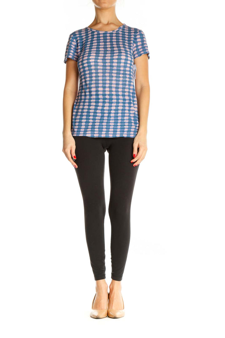 Blue Checkered All Day Wear T-Shirt