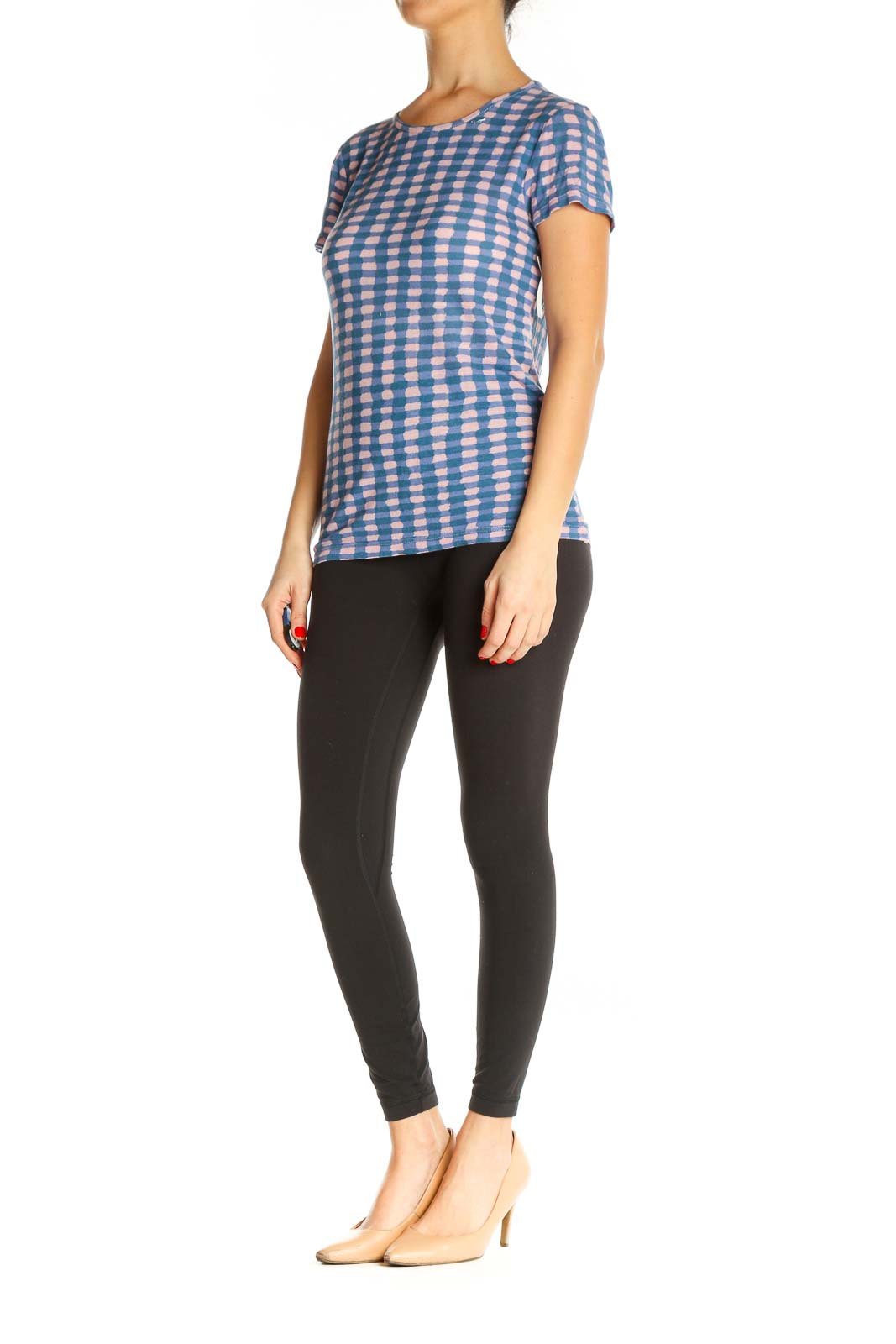 Blue Checkered All Day Wear T-Shirt