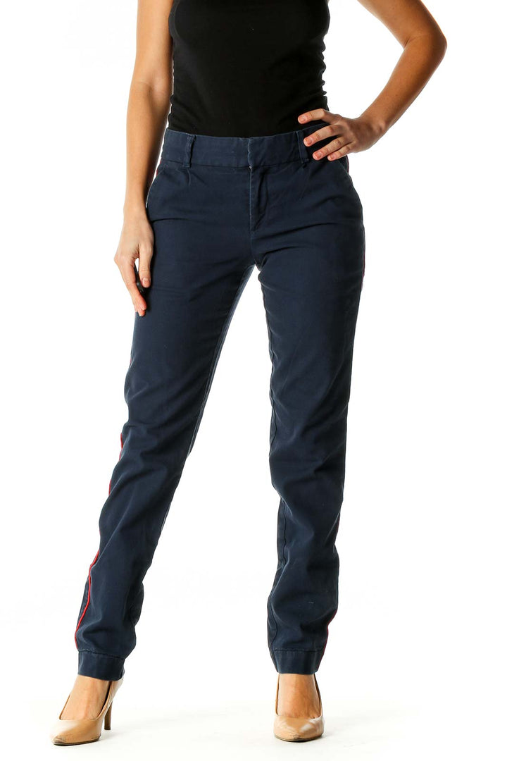 Blue Solid All Day Wear Trousers