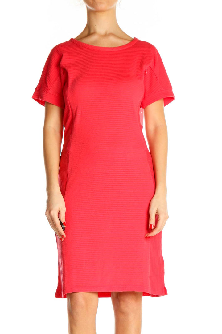 Pink Solid Classic Sheath Dress