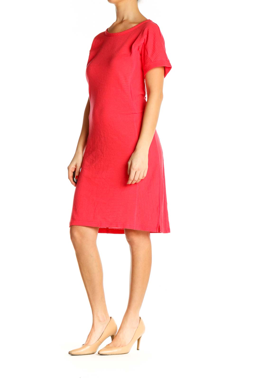 Pink Solid Classic Sheath Dress