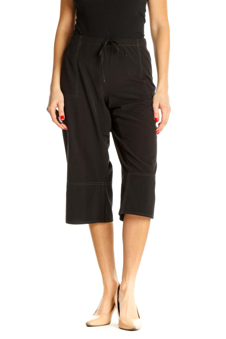 Black Solid Classic Trousers