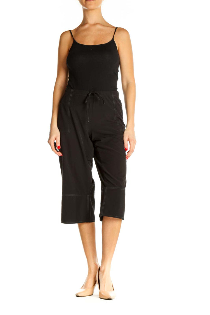 Black Solid Classic Trousers