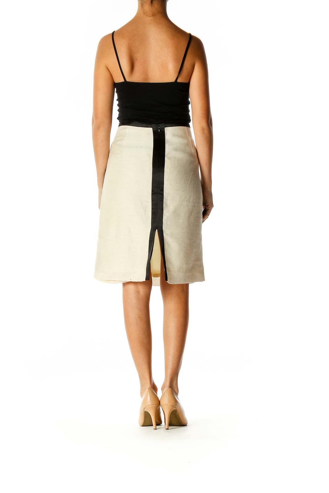 Beige Colorblock Semiformal A-Line Skirt