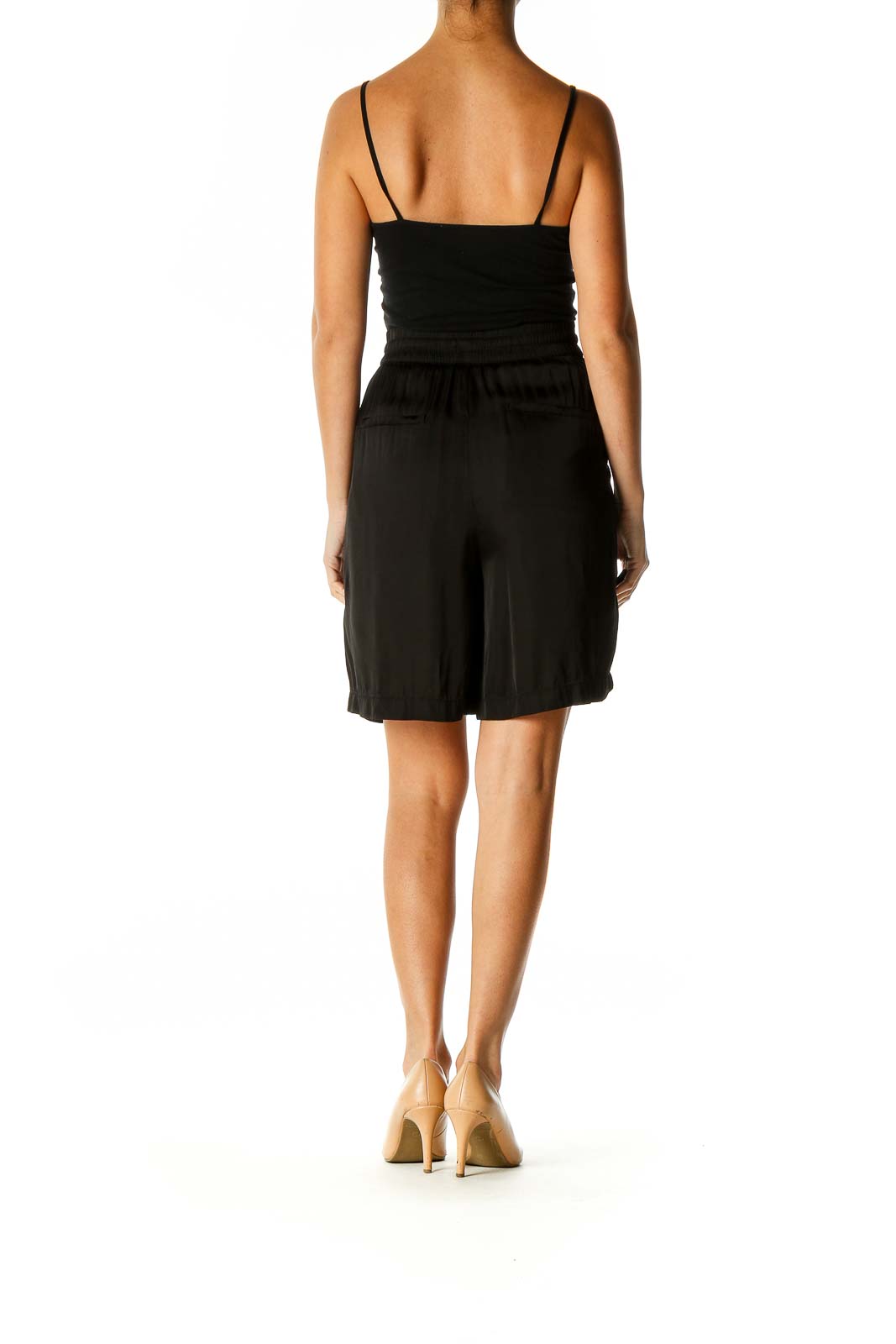 Black Solid Brunch Shorts