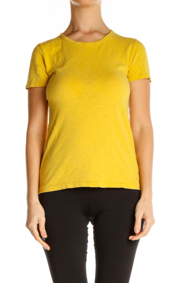 Yellow Solid Casual T-Shirt