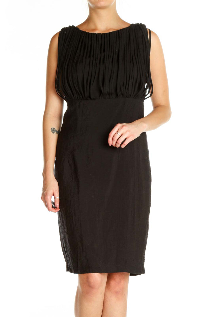 Black Solid Sheath Dress