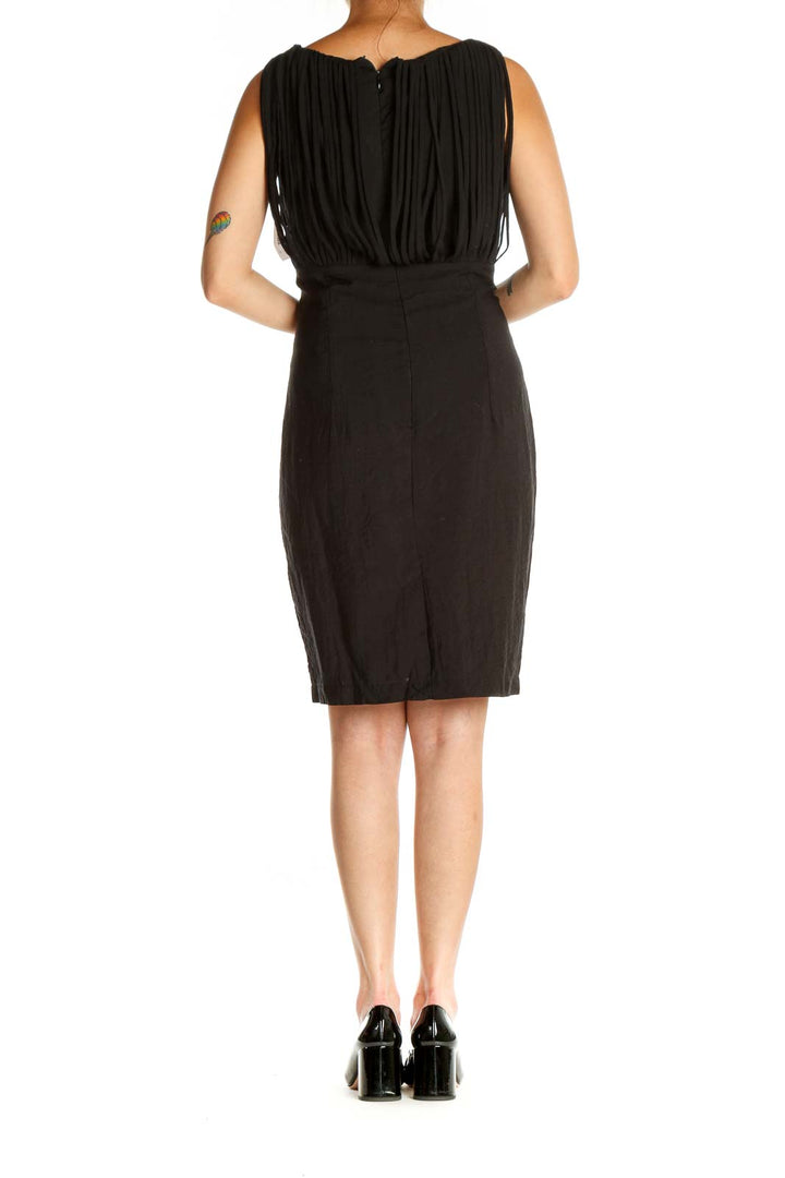 Black Solid Sheath Dress