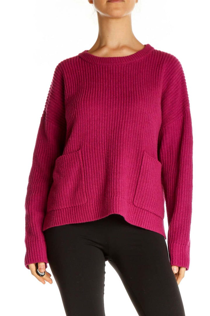 Pink Solid All Day Wear Sweater