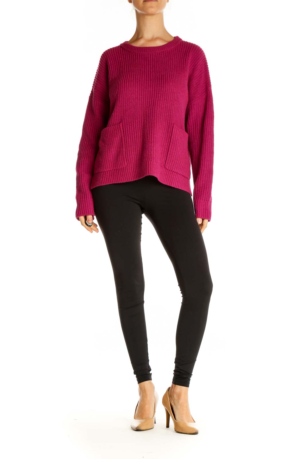 Pink Solid All Day Wear Sweater