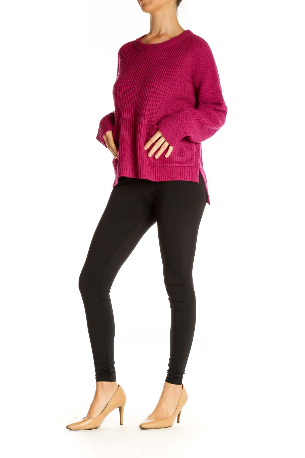 Pink Solid All Day Wear Sweater