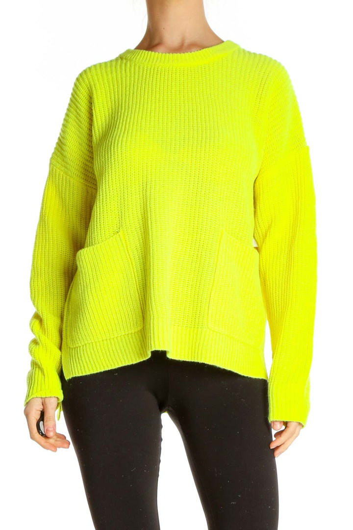 Yellow Solid All Day Wear Sweater