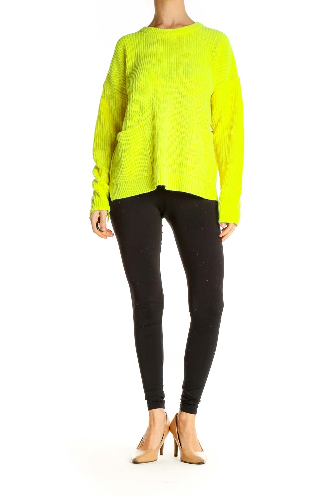 Yellow Solid All Day Wear Sweater