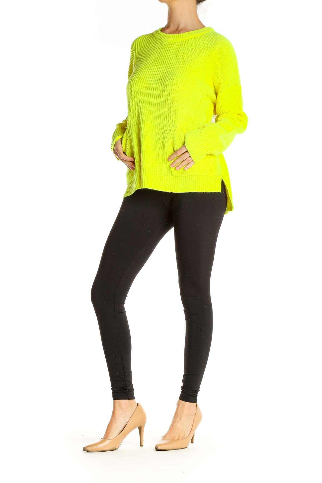 Yellow Solid All Day Wear Sweater