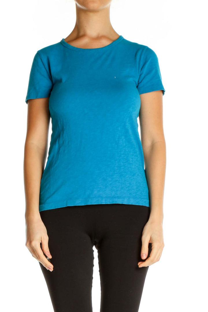 Blue Solid Casual T-Shirt